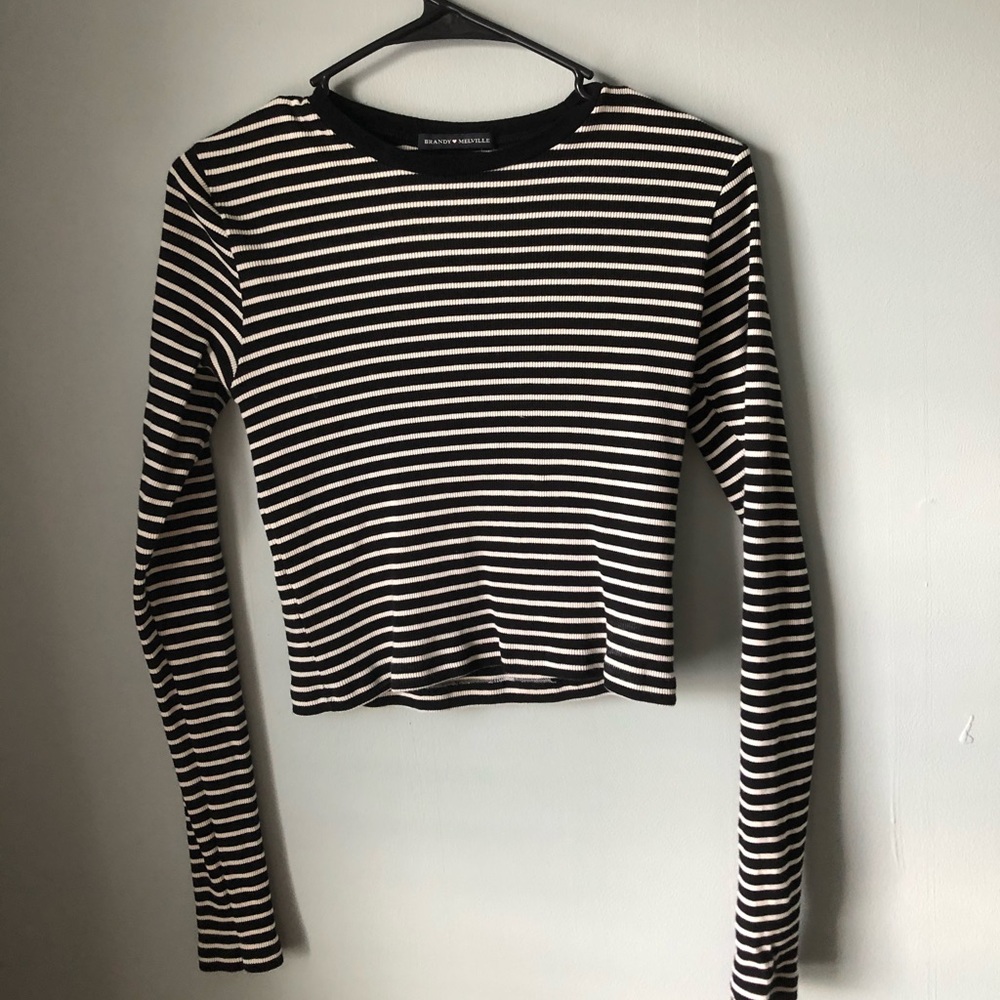 Brandy Melville striped long sleeve crop top